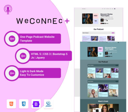 Weconnect One Page Podcast HTML Website Template - Features Image 1