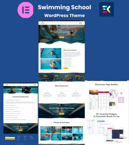 Swimming School Elementor WordPress Themes - Features Image 1