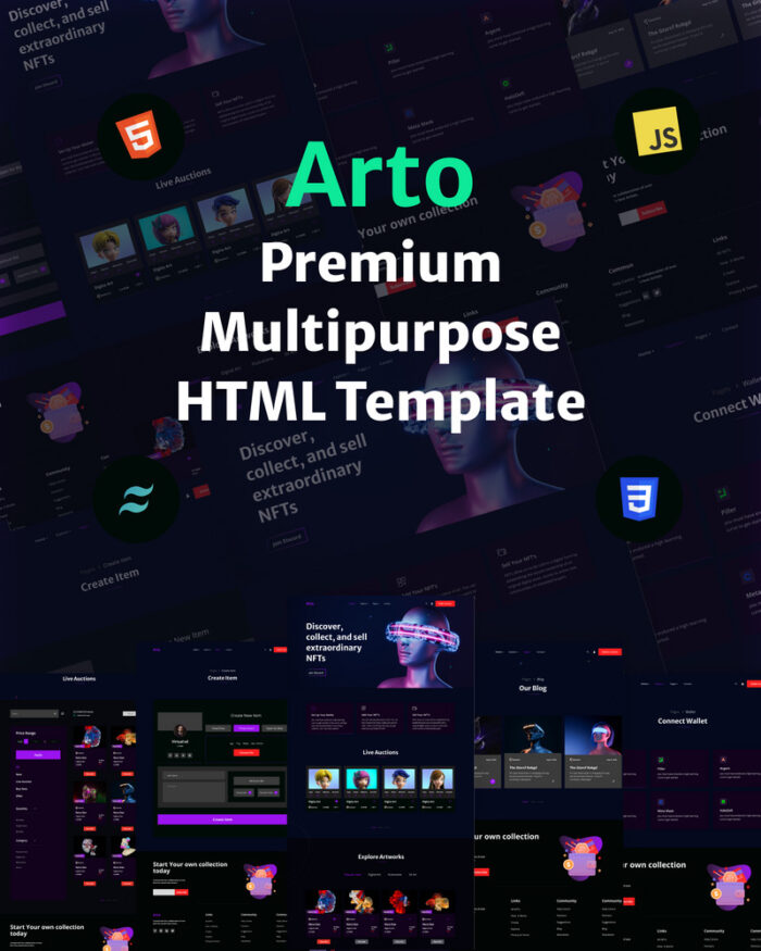 Arto - Tailwind CSS NFT HTML Landing Page Template - Features Image 1