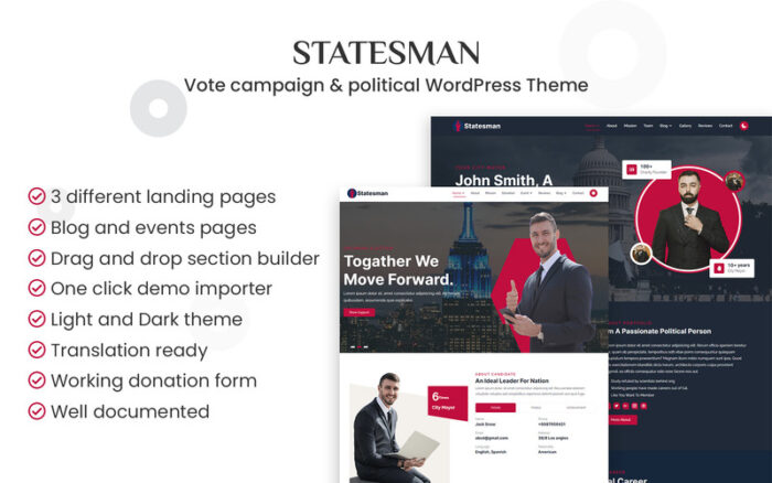 Statesman - Vote Campaign, Portfolio & Political WordPress Theme - Features Image 1