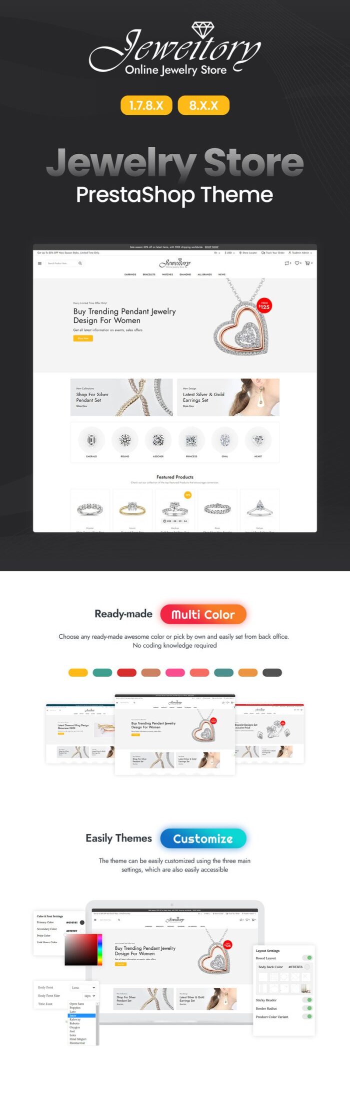 Jeweitory Jewelry and Diamond Store PrestaShop Theme - Features Image 1