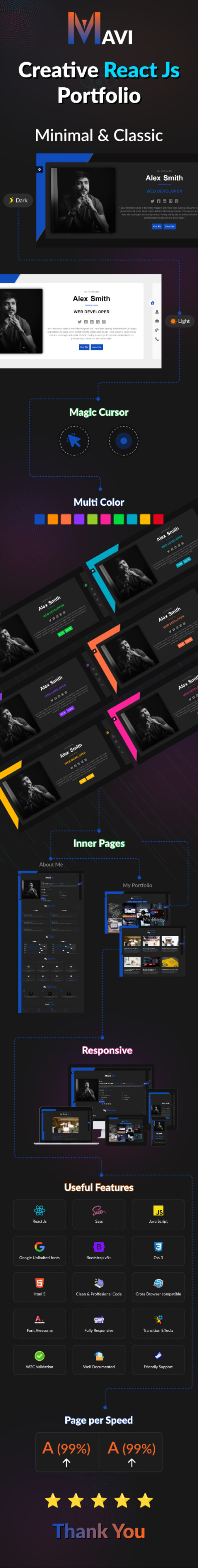 Mavi - Personal Portfolio React Template - Features Image 1