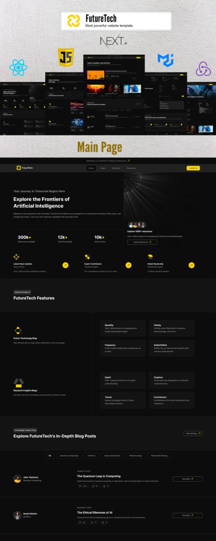 FutureTech - AI and technology, NextJS landing page template - Features Image 1