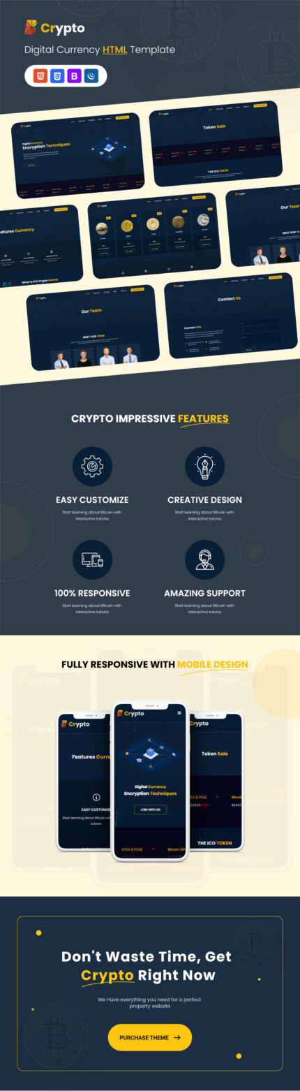 BCrypto - ICO, Bitcoin and Cryptocurrency HTML Template - Features Image 1