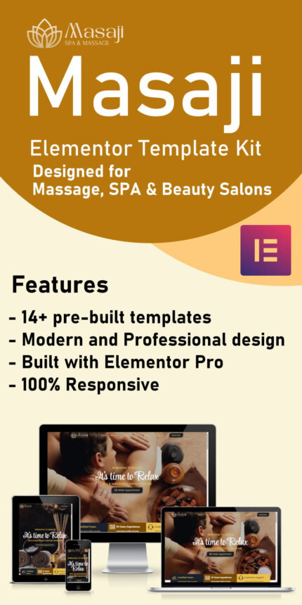 Masaji - Massage, SPA & Beauty Salons Elementor Template Kit - Features Image 1