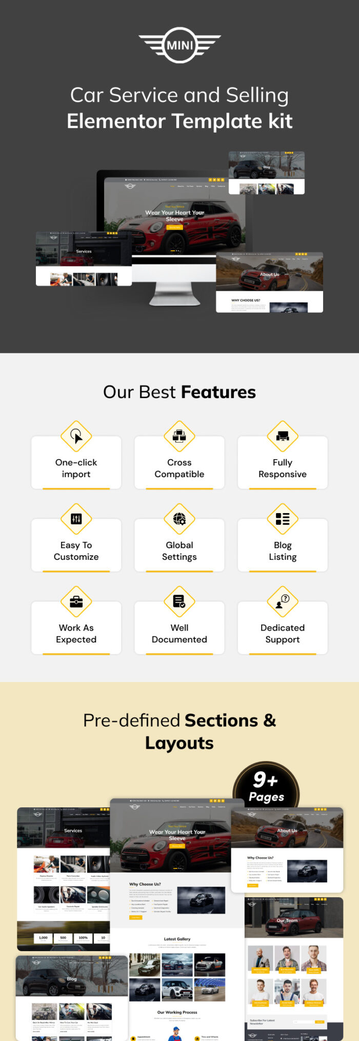 Mini - Car Service and Selling Elementor Template Kit - Features Image 1