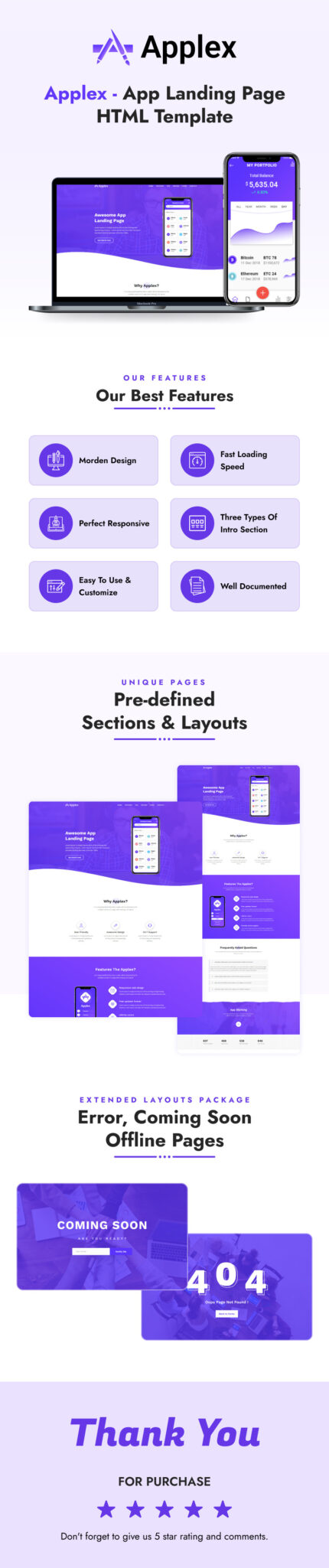 Applex - Mobile App Landing Page HTML Template - Features Image 1