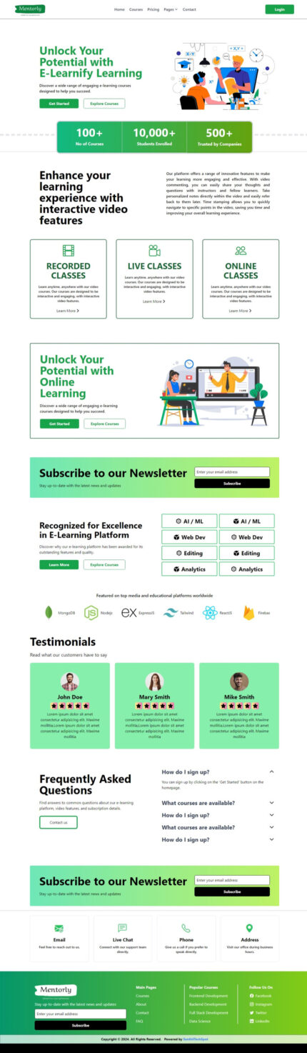 Mentorly | React JS E-Learning Platform Template For Your Need | Education | Courses Learning - Features Image 1