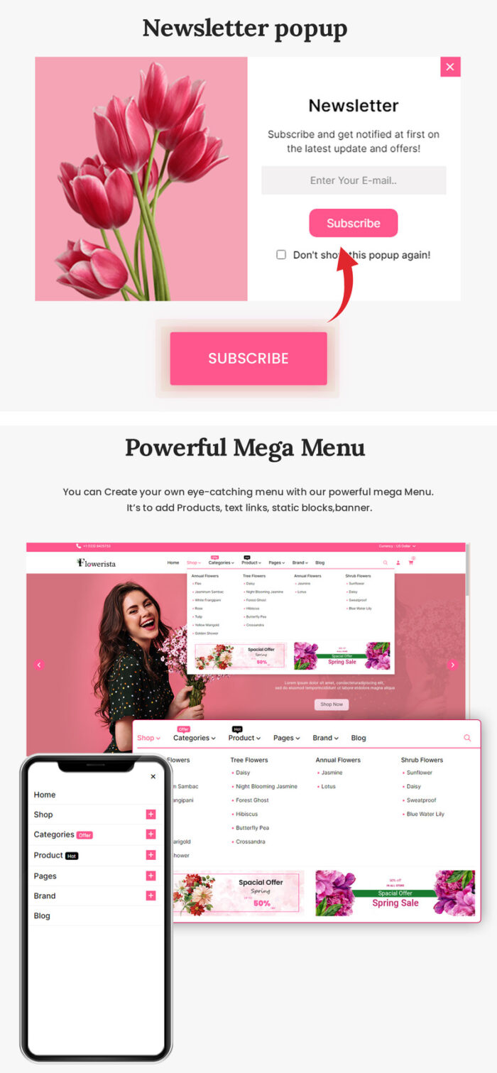 Flowerista - Elegant OpenCart 4.0.1.1 Template For Flower And Boutique Ecommerce Stores - Features Image 2