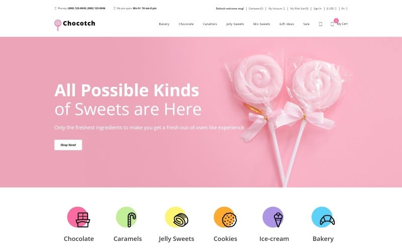 Chocotch - Sweet Shop E-commerce Creative OpenCart Template