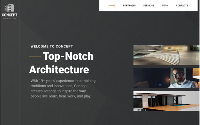 Concept - Architecture Creative HTML Bootstrap Landing Page Template