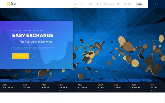 Crypto Bank - Cryptocurrency Exchange HTML Landing Page Template