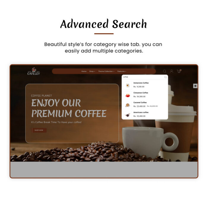 Cafeley VIP Mega Coffee–Tea Nature Shopify 2.0 Theme. - Features Image 6