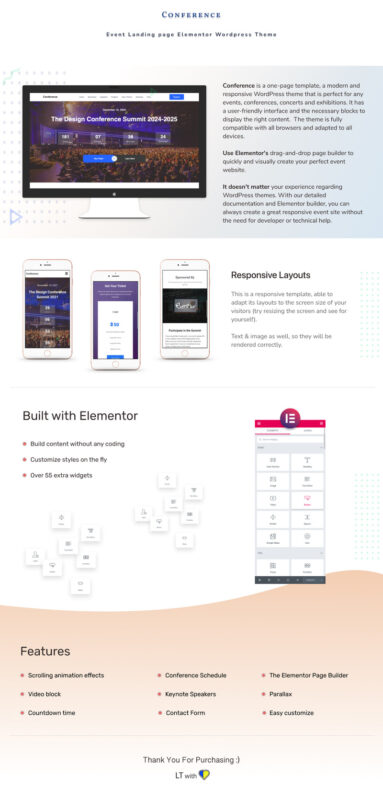 Conference - Event Landing page Elementor Wordpress Theme - Features Image 1