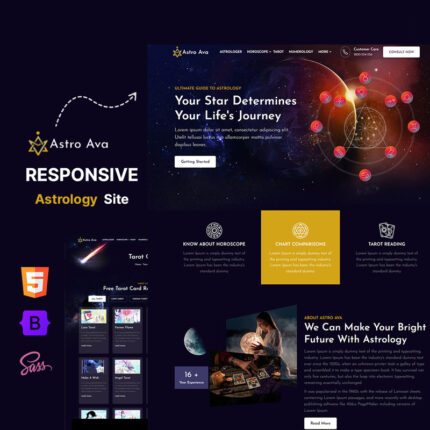 Astro Ava - Astrology, Numerology, Tarot, Online Astrologer HTML5 Website Template - Features Image 1