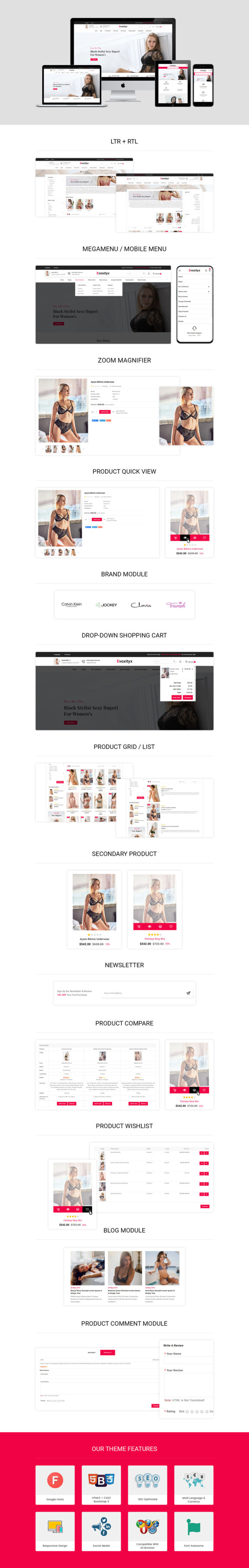 Evoxityx - The Opencart 3.x Lingerie Store - Features Image 1