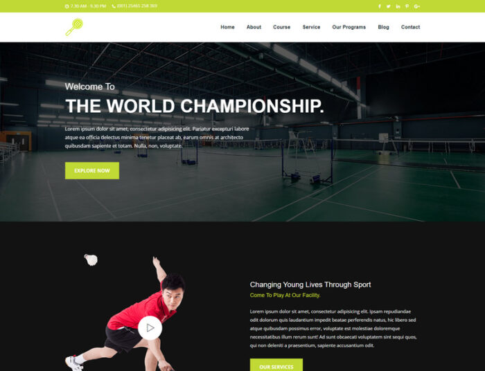 Badminton School & Sports Club Html Template - Features Image 1