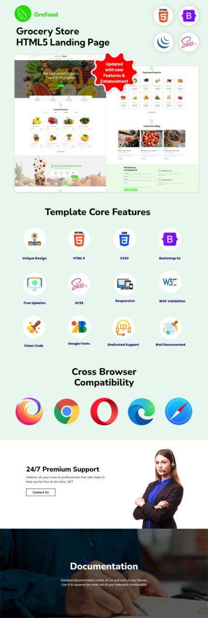 Grefood - Grocery Store HTML5 Landing Page - Features Image 1