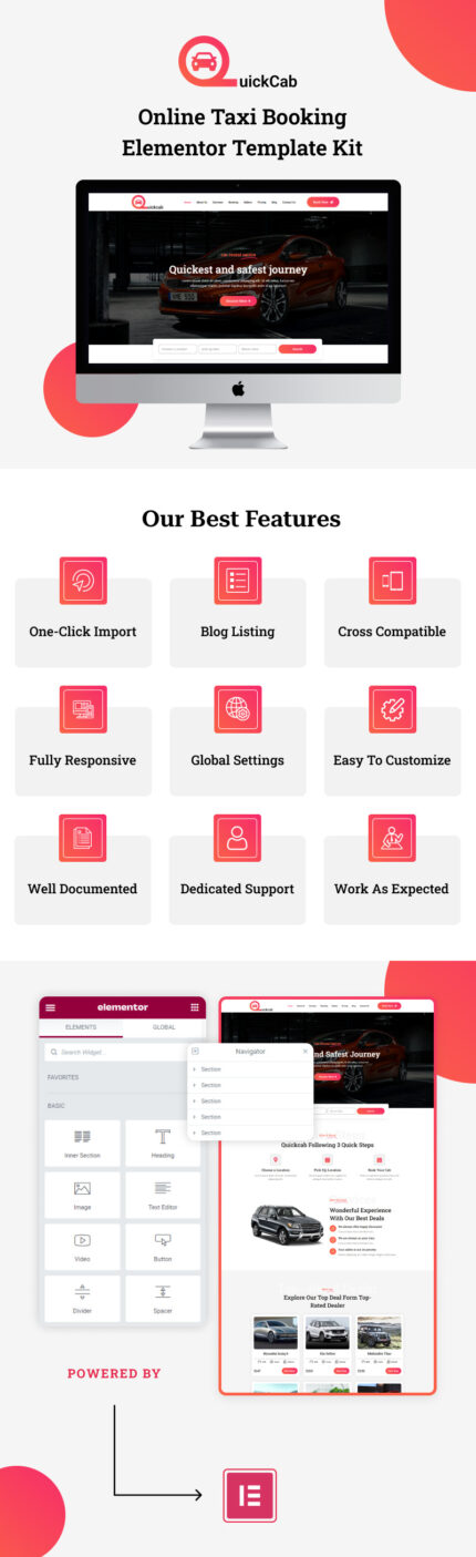 Quick Cab - Online Taxi Booking Elementor Template Kit - Features Image 1
