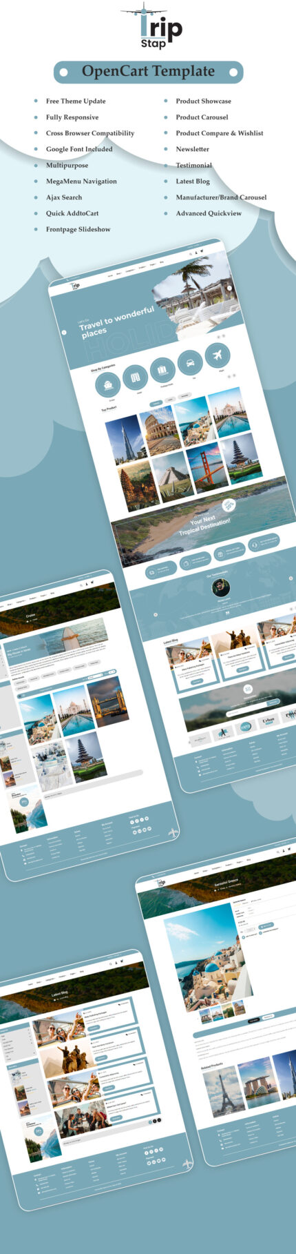 Tripstap - Tour, Hotels, Travels OpenCart 4 Template - Features Image 1