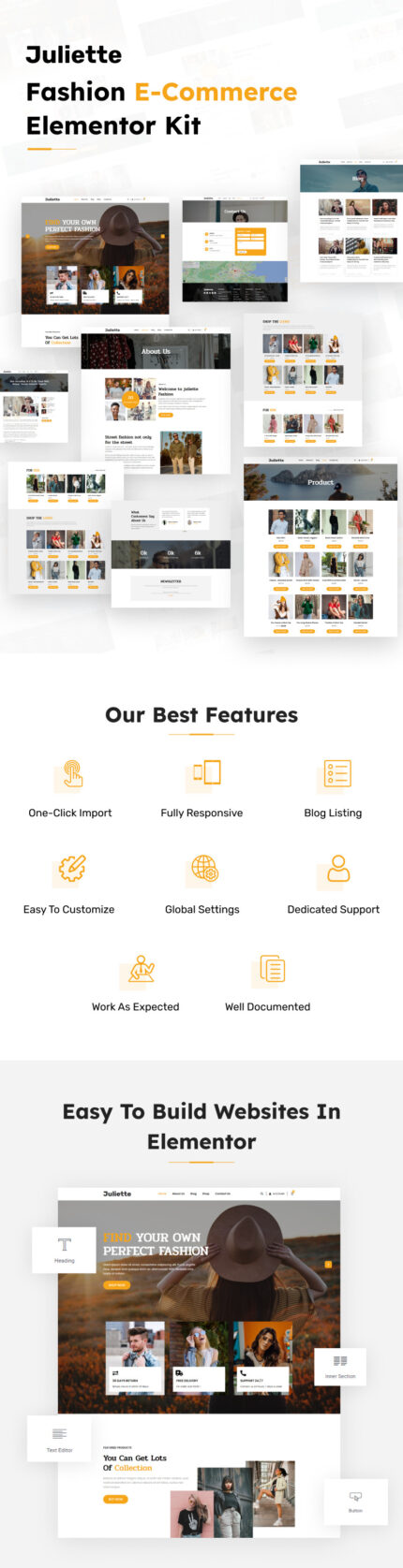 Juliette - Fashion E-Commerce Elementor Kit - Features Image 1