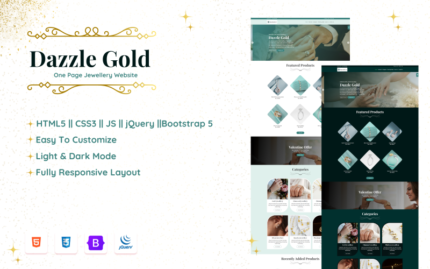 DazzleGold One Page Jewelry Website Template