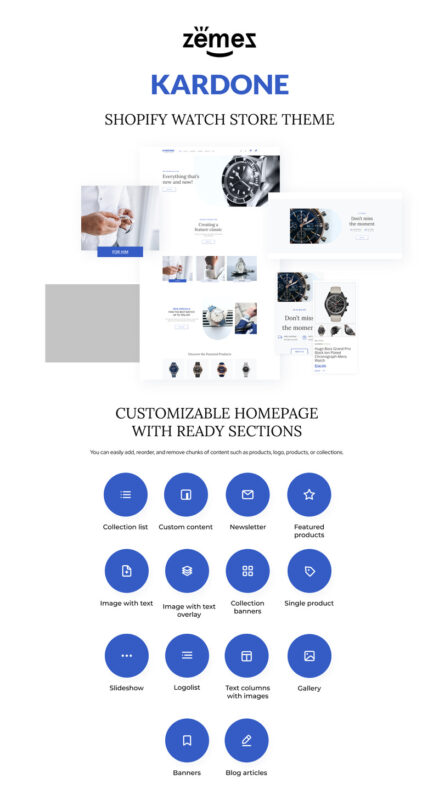 Kardone Shopify Watch Store Theme - Features Image 1