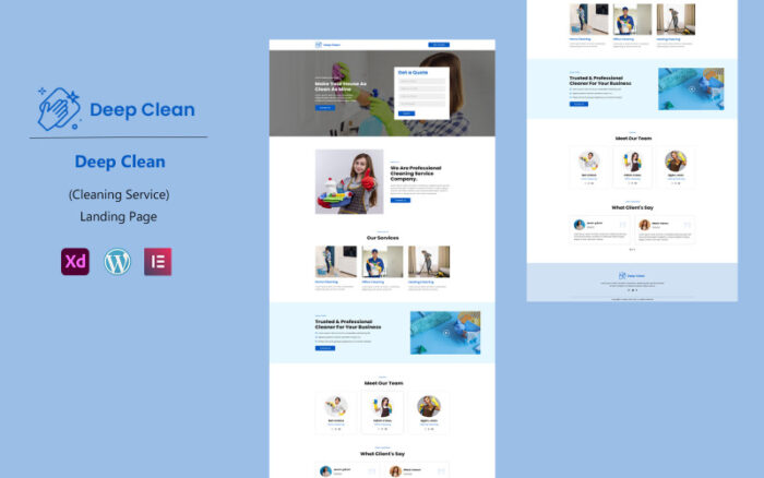 Deep Clean Ready to Use Elementor Landing Page Template