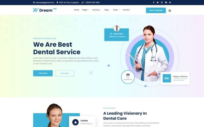 DreamHub Dentist & Dental Clinic HTML5 Template