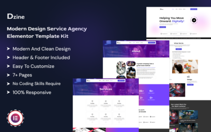 Dzine - Modern Design Service Agency Elementor Template Kit