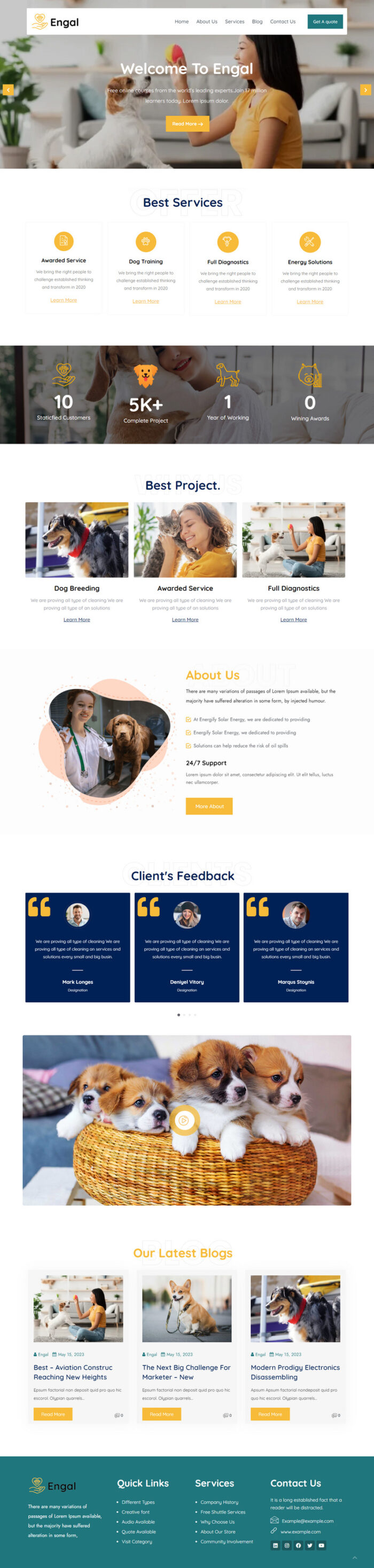 Engal - Pets Care Service Elementor WordPress Theme - Features Image 1