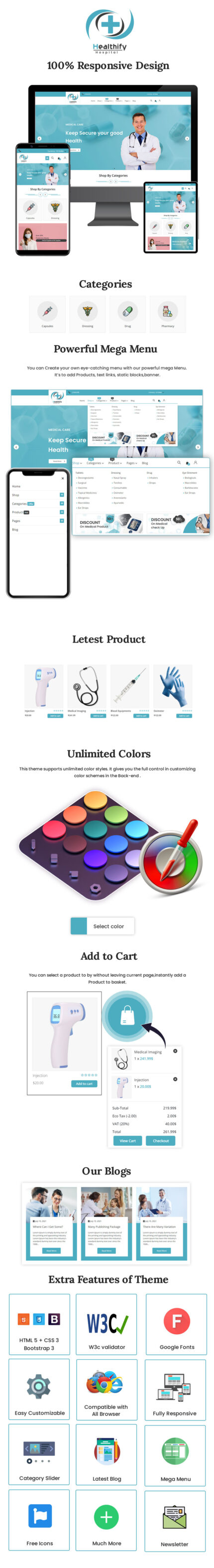 Healthify Web : Responsive HTML Template for Hospital and Medical Equipment Sales - Features Image 1