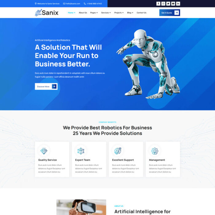 Sanix - Robotics & AI Technology HTML Template + RTL Supported - Features Image 1