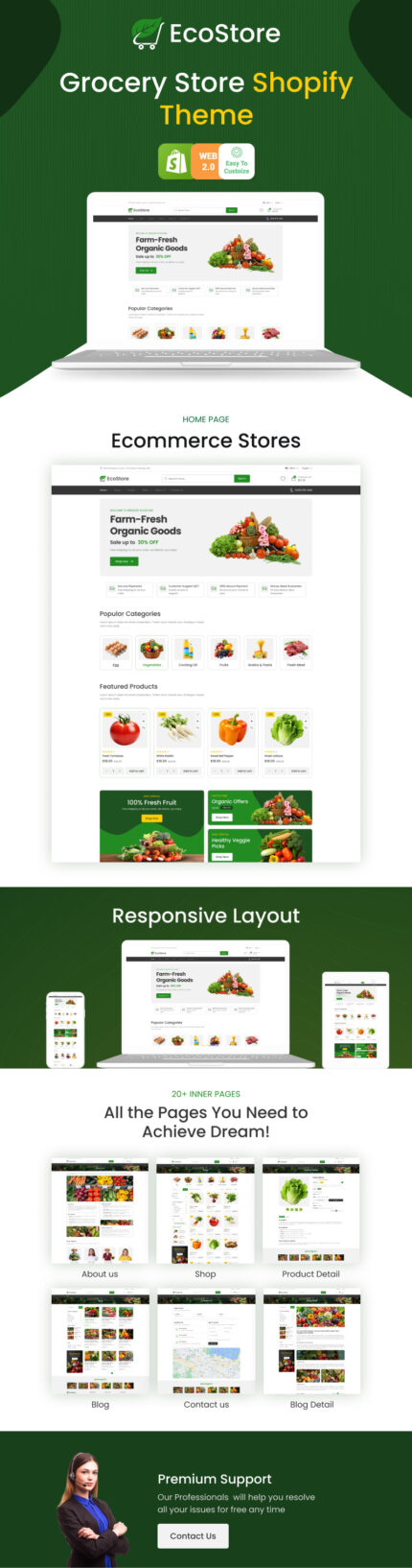 EcoStore - The Vegetables, Supermarket & Organic Food eCommerce Shopify Theme - Features Image 1