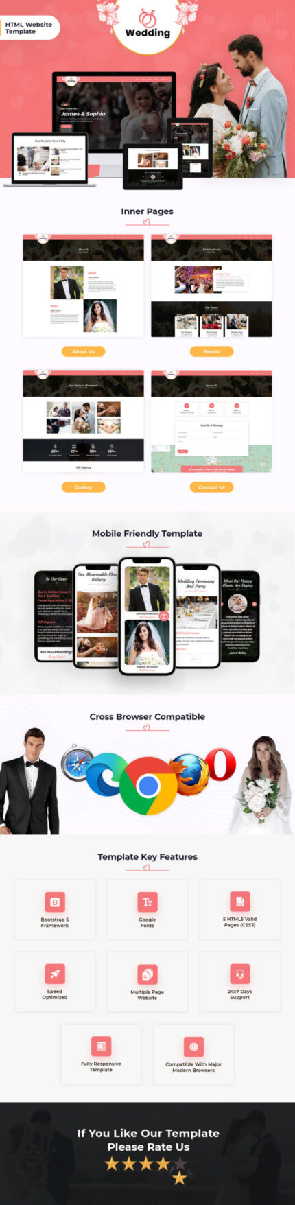 Wedding Invitation HTML Website Template - Features Image 1