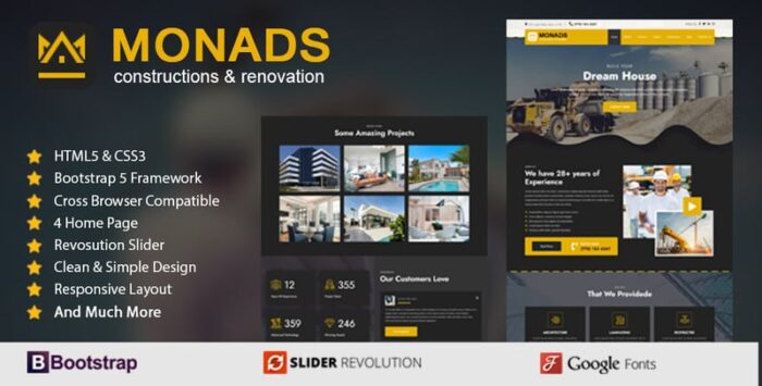 Monads - Constructions & Renovation Responsive HTML Templates - Features Image 1