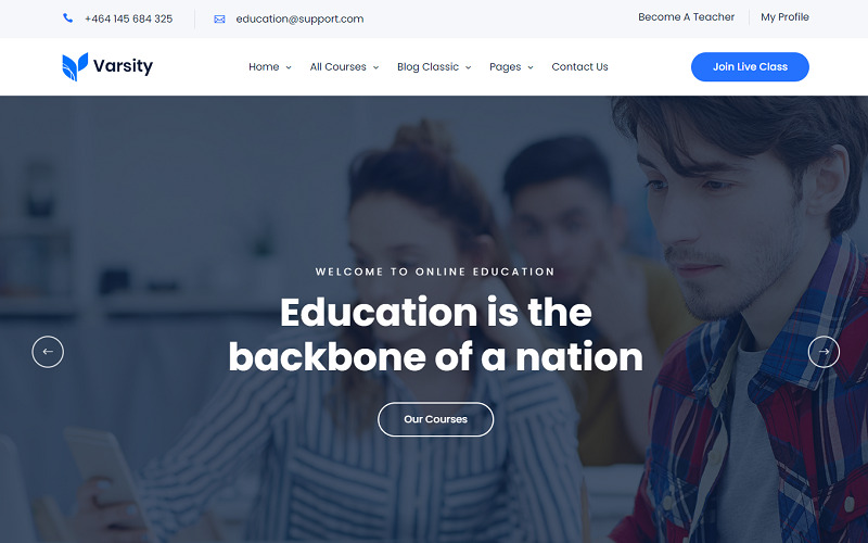 Varsity - School, College, University, Coaching, LMS, and Online Course Educational WordPress Theme - Features Image 1