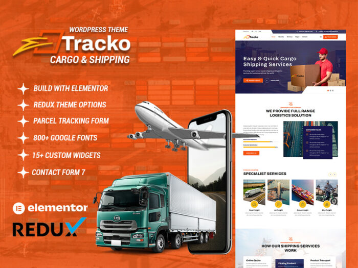 Tracko - Cargo and Shipping WordPress Theme - Features Image 1