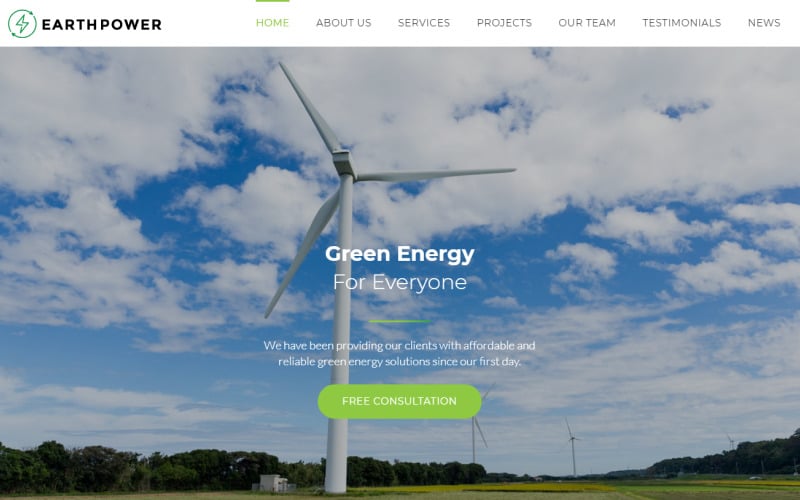 EarthPower - Green Energy HTML5 Landing Page Template