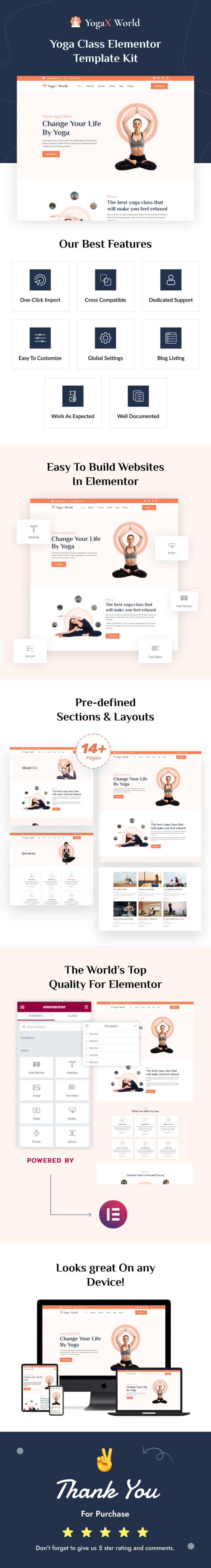 YogaX World - Yoga Class Elementor Template Kit - Features Image 1
