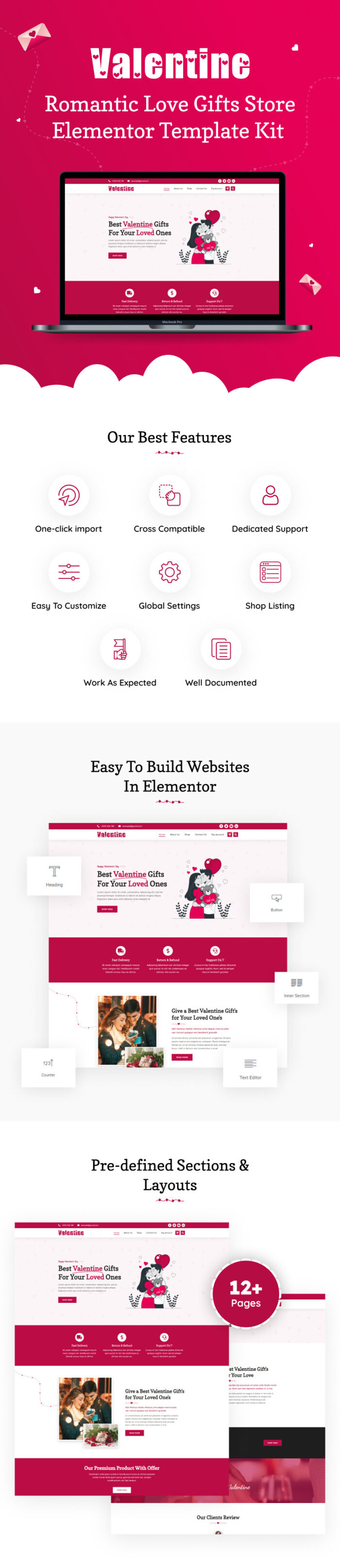 Valentine - Romantic Love Gifts Store Elementor Template Kit - Features Image 1