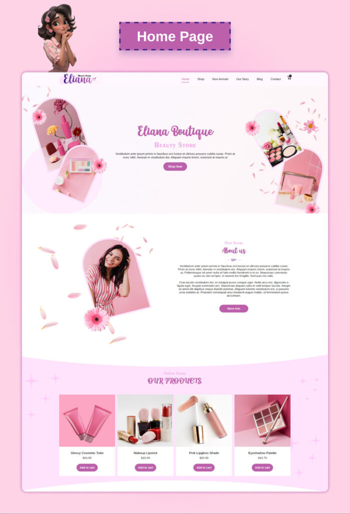 Eliana Beauty Store Woo Commerce Website - Features Image 2