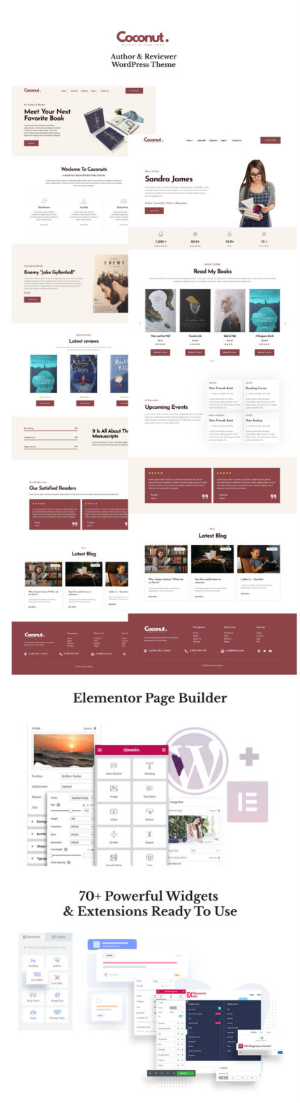 Coconut - Book Author and Book Reviewer WordPress Theme - Features Image 1