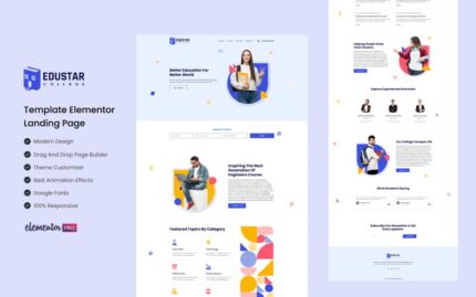 Edustar - School, Collages and University Education Ready to Use Elementor Template