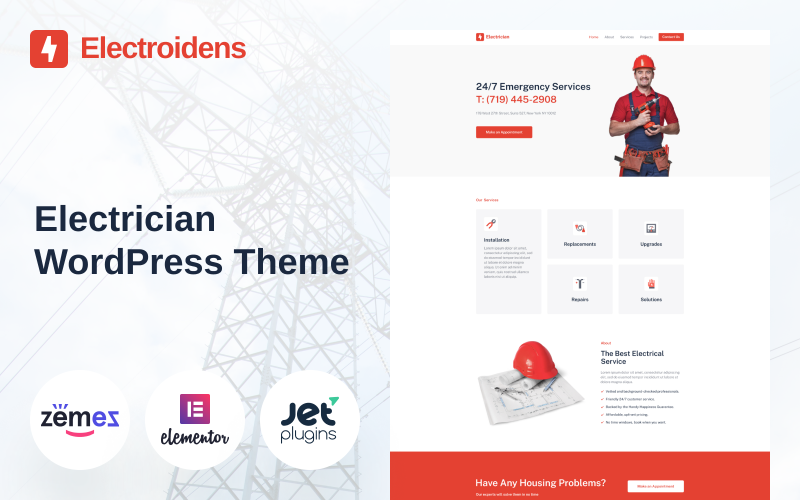 Electroidens - Electrician website with WordPress Elementor Theme