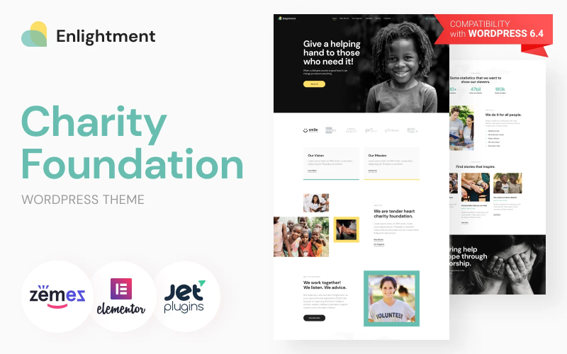 Enlightment - Charity Foundation WordPress Elementor Theme