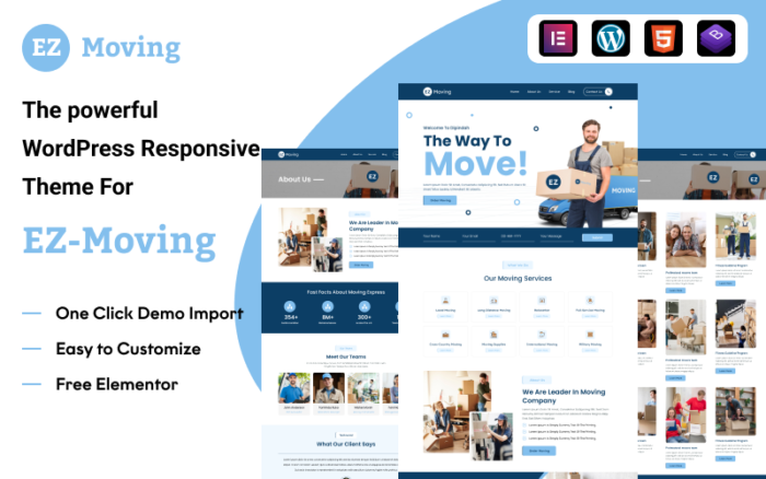 EZ Moving: A Robust WordPress Theme for Elevating Your Moving Business with Elementor