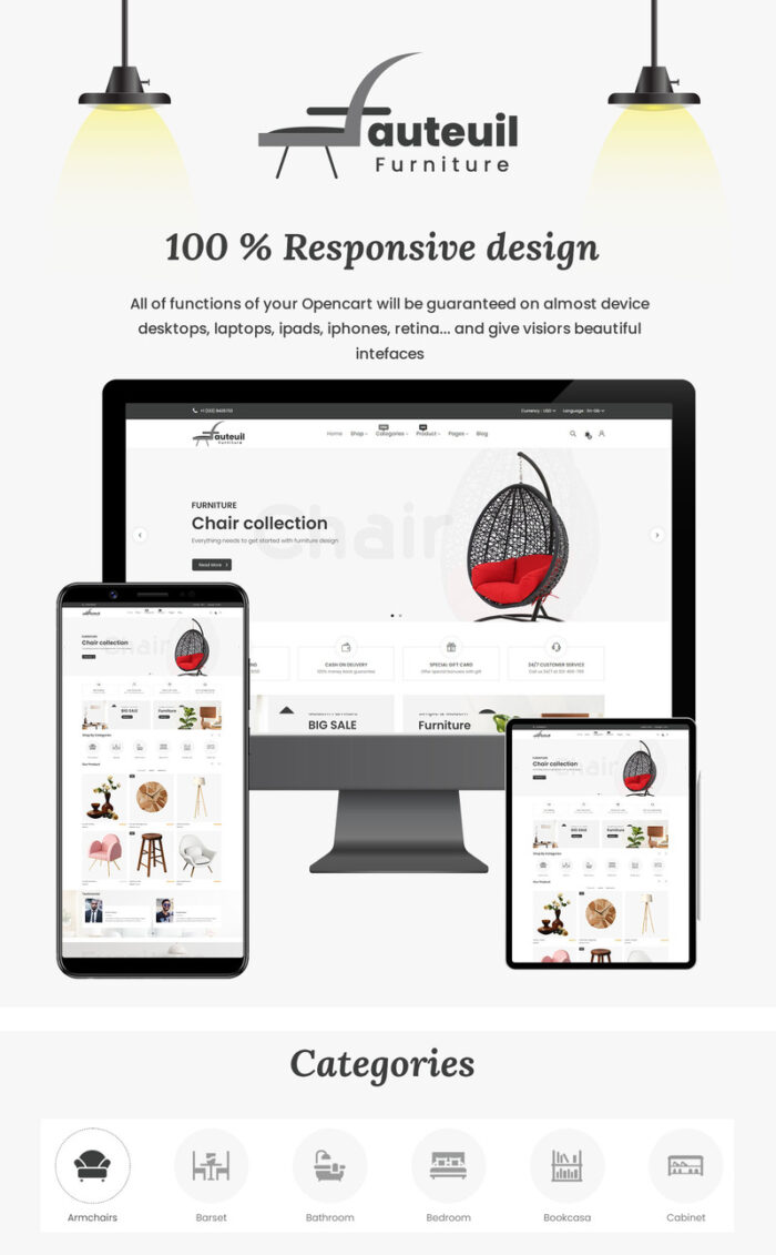 Fauteuil - A Creative Furniture and Decore Template for OpenCart - Features Image 1