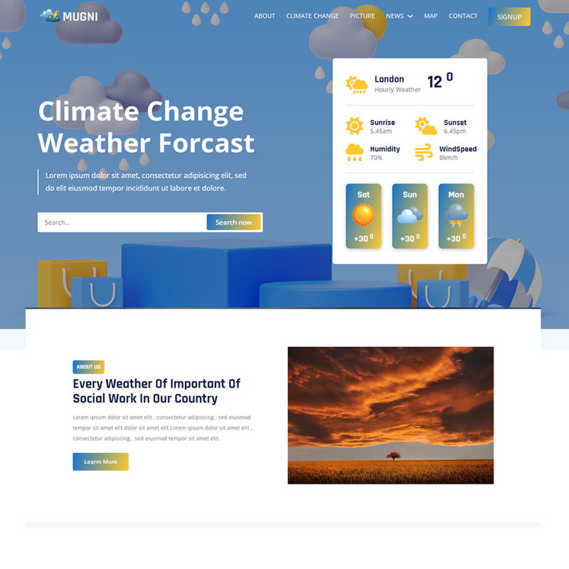 Mugni - Weather Forcast HTML5 Website Template - Features Image 1