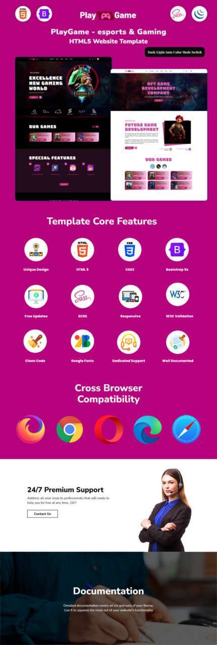 PlayGame - esports & Gaming HTML5 Website Template - Features Image 1